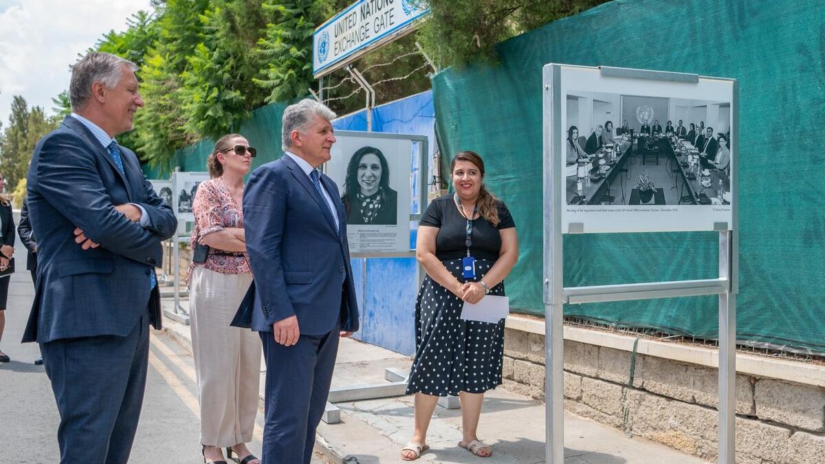 A view by the photo exhibit.