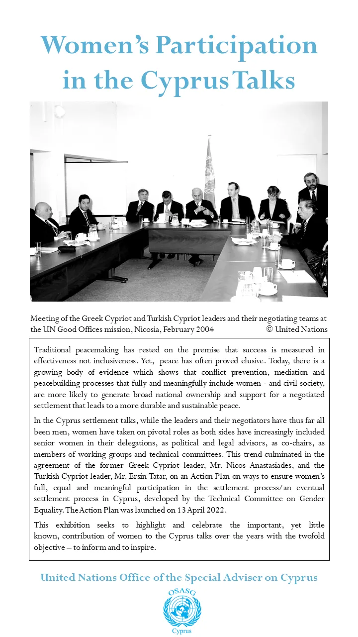 Introduction slide of the photo exhibit on the Cyprus Talks